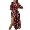 thumbnail image 1 of XZNGL Robe Maxi à Manches Longues pour Femmes Mode pour Femmes Bohème Col en V Ample Demi-Manche Ligne A Imprimé Floral Longue Robe Maxi Longue Robe Maxi pour Femmes Robe Maxi Florale pour Femmes, 1 of 9