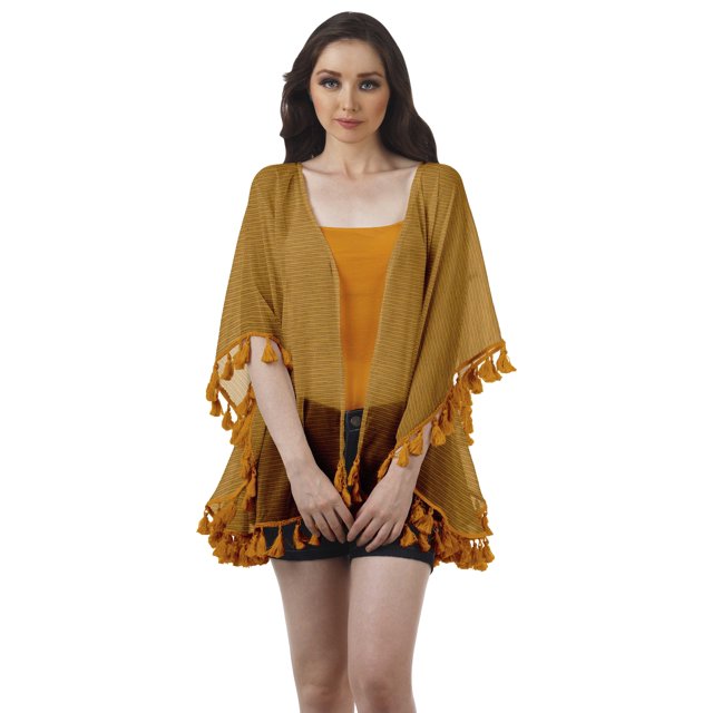 Moomaya Vêtements de Plage Imprimés pour Femmes Boléro à Franges Cache-Maillot Cardigan