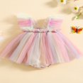 thumbnail image 3 of MesaSe Infant Girl Rompers Dress Butterfly Wing Fly Sleeve Rainbow Color Tulle Skirt Hem Jumpsuits, 3 of 7