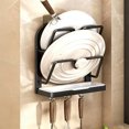 thumbnail image 2 of Black S Iron Pot Lid Rack No Hole Wall Mounted Kitchen Shelf Cutting Board Holder Chopping Board Bracket Organizer Black Color Small Size 7.87X3.54X9.06 Inches, 2 of 6