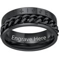 thumbnail image 1 of ORUYROP Can Engrave Viking Rune Spinner Rings for Men/Women, Size #7-#14 Chain Link Fidget Ring, Stainless Steel/Gold Plated/Black-Send Gift Box, 1 of 7