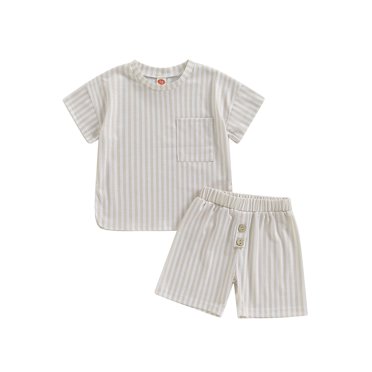 Honganda Kids Boys Shorts Set, Striped Short Sleeve T-shirt with Elastic Waist Shorts Toddler Set Summer Outfit
