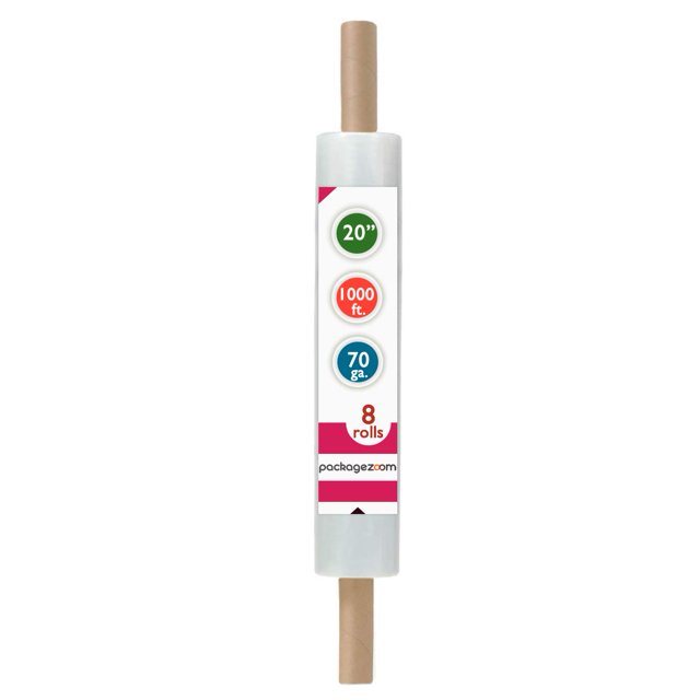 Packagezoom 20 Inch X 1000 Feet Stretch Wrap With Handle Clear Stretch Film 8 Rolls