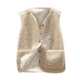 thumbnail image 1 of FAIWAD Womens Fleece Vest Fall Winter Warm Sleeveless Button Down Waistcoat Solid Color Loose Vest Coat, 1 of 7