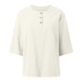 thumbnail image 4 of WEIYLL Womens Tshirt Classic With Button Detail Short Sleeve Spring Summer White Tops Sizes M, 4 of 5