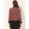 thumbnail image 4 of INSPIRE CHIC Blazer en Tweed à Carreaux Élégant pour Femme en Velours à Col TG Rouge, 4 of 6