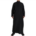 thumbnail image 1 of Kcodviy Male Casual Robe Muslim Mens Casual Button Down Shirts Long Sleeve Stand Collar Thobe Long Dress Shirts Solid Pocket Long Sleeve Men's Button Down Shirts Long Sleeve Jubba Robe, 1 of 4