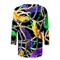 thumbnail image 5 of Outfmvch Chemises Mardi Gras pour Femmes, Manches 3/4 Hauts pour Femmes, Tenue Mardi Gras pour Femmes, Blouses pour Femmes, Hauts d'Entraînement pour Femmes, Tunique Graphique de Carnaval Manches 3/4 Col Rond Blouse Verte 4TG, 5 of 5