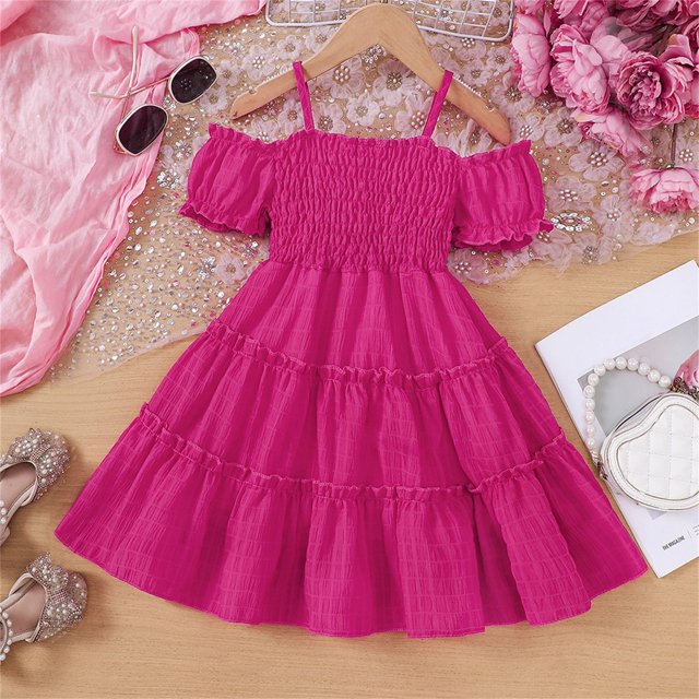 Robes Décontractées pour Filles Robe Trapèze Robe d'Été pour Filles Robes pour Fille 5-6 Ans