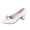 White, variant on Women's Casual Shoes, Mid Heel Pumps with Chunky Heel for Work, Slip on Round Toe Comfortable Shoes for Women, Wide Width Available, All Day Wear for Office and Leisure