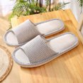 thumbnail image 2 of RKSTN Pantoufles pour Femmes Mode Couple Décontractées en Lin Bout Rond à Rayures Confortables Tongs Décontractées Chaussures d'Intérieur,Pantoufles pour Femmes Intérieur Extérieur, 2 of 3
