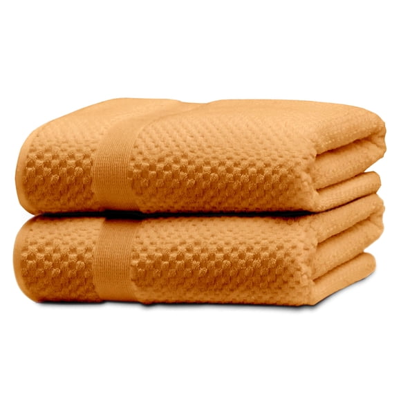 Kingrest 100% Cotton Bath Towel Sets of 2 Pieces, 2 Bath Towel, Highly Absorbent Towels for Bathroom, Gym, Hotel - Orange