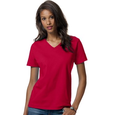 Hanes ComfortSoft T-Shirt Col en V Coupe Décontractée pour Femmes - Article à Succès, 3TG, Profond