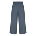 thumbnail image 5 of RKSTN Womens Pants Multiple Solid Color Cotton Linen Loose Casual Wide Leg Capris Loose Comfortable Pants, 5 of 5