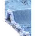thumbnail image 5 of INSPIRE CHIC Women's Jean Frayed Washed Cropped Denim Jacket Grey Blue XS, 5 of 5