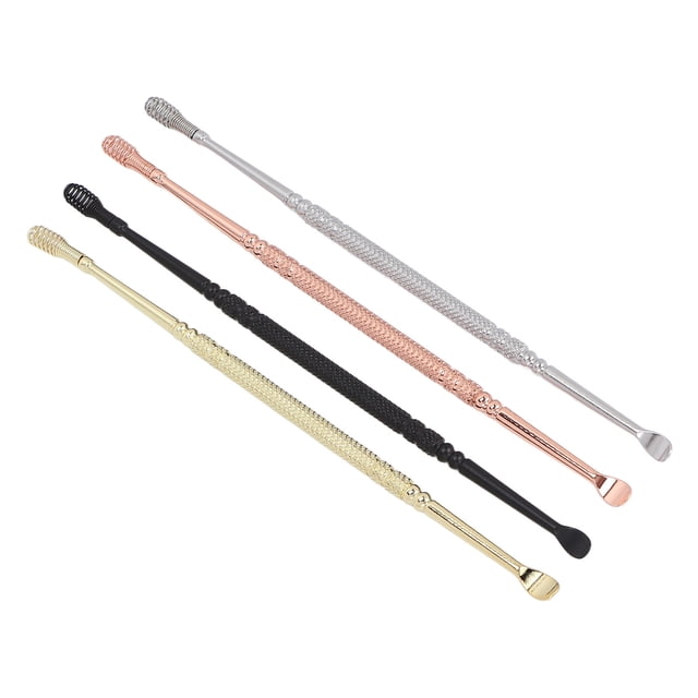 Ear Curette, Ear Spoon Soft 4 Colors Stainless Steel Portable Double Head 360° Spiral For Home