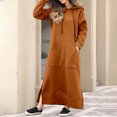 thumbnail image 1 of Fshaion Robe d'Été pour Femmes 2024 Grande Taille Col Rond Hiver Chaud Couleur Manches Longues avec Poches Robe Longue en Liquidation à Moins de 10!, 1 of 6