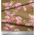 thumbnail image 2 of Soimoi Poly Georgette Fabric Flower & Leaves Watercolor Print Sewing Fabric Yard 52 Inch Wide, 2 of 3