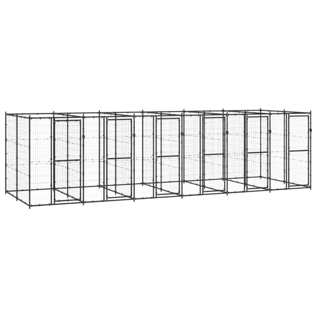 vidaXL Outdoor Dog Kennel Steel 14.52 m²