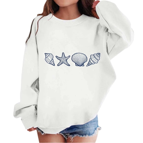 Aocisk Girls Sweater Hooded Pullover Top Soft Casual Toddler Kids Fashion Outerwear White 10-11 Years