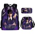 thumbnail image 1 of 3-piece set Wednesday Adams school bag Backpack + pencil case + small bag Set, 1 of 2