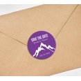 thumbnail image 3 of Darling Souvenir Round 45 Pcs Snowy Mountain Save The Date Stickers Personalized Bride Groom Names And Date Envelope Seals - Violet, 3 of 4