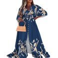 thumbnail image 1 of Women Summer Flower Print Loose Fit V Neck Button High Split Long Dress, 1 of 6