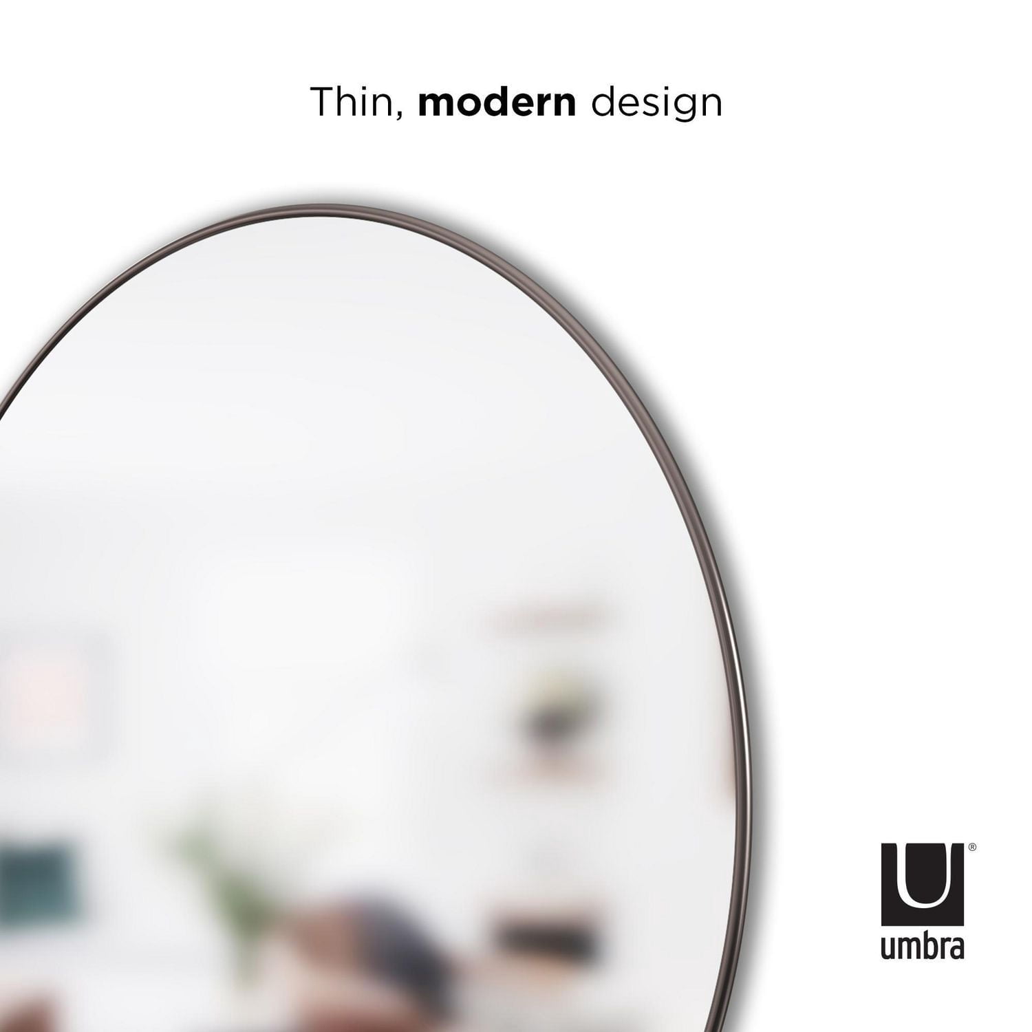 Miroir mural rond en métal Umbra Hubba, titane métallique