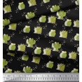 thumbnail image 3 of Soimoi Black Poly Georgette Fabric Sea Plant & Cactus Tree Print Sewing Fabric Yard 52 Inch Wide, 3 of 5