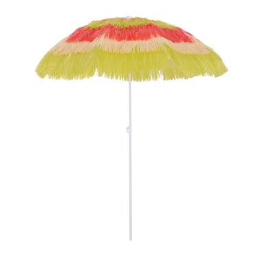 Outsunny 6FT Beach Umbrella Tilt Sunshade Height Adjustable Outdoor Market Patio Yard Crank Deck Sun Shade, Multi-color
