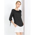 thumbnail image 4 of INSPIRE CHIC Women's Ruffled Neck Half Sleeve Sheer Summer Polka Dots Blouse Tops, 4 of 4