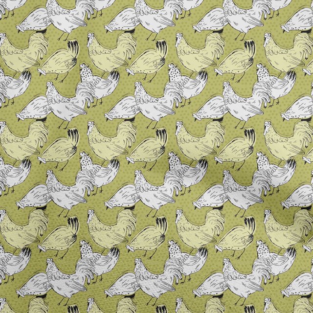 oneOone Cotton Cambric Pear Green Fabric Birds Rooster Sewing Craft Projects Fabric Prints By Yard 56 Inch Wide
