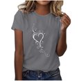 thumbnail image 2 of EGNMCR T Shirts pour Femmes T-shirt Casual Imprimé Col Rond Manches Courtes Pull Blouse Tops, 2 of 5