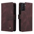 thumbnail image 3 of Case for Samsung Galaxy S21 5G Cover Zipper Pocket Wallet Case Magnetic Protective - Braun, 3 of 5