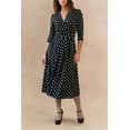 thumbnail image 1 of ELEVENMTL Robe Midi Portefeuille à Pois pour Femme Manches 3/4, 1 of 8