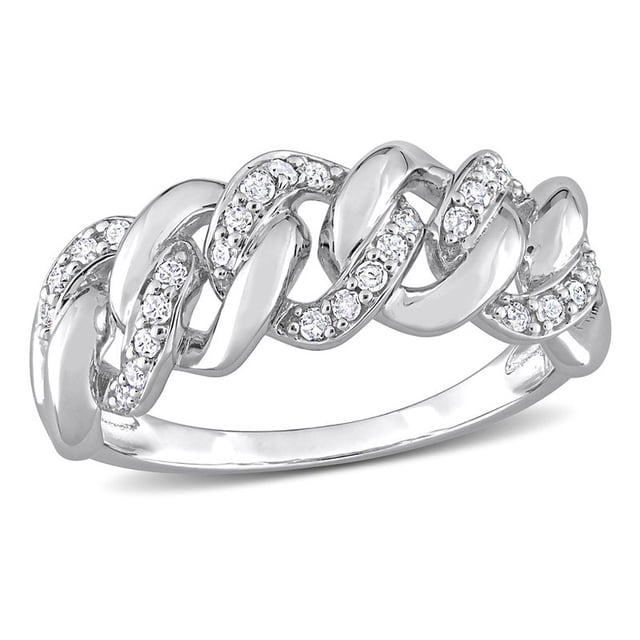 1/4 Carat (ctw) Diamond Oval Link Ring Sterling Silver