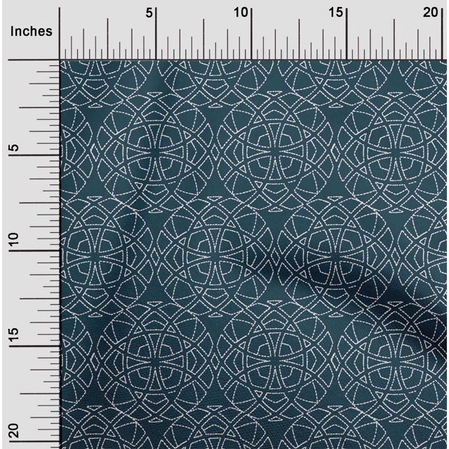 oneOone Cotton Silk Fabric Shapes Geometric Sashiko Print Decor Fabric Printed BTY 42 Inch Wide
