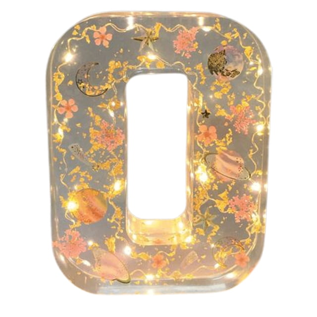 Rvkxad Flower Letter Night Light, Resin Floral Alphabet LED Light for Home Decor, Bedside Lamp, Gift Light, Decorative Lamp