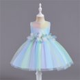 thumbnail image 2 of Dresses for Teens Spring Summer Print Ruffle Sleeveless Princess Party Decorations Flower Girl Dress Blue 6-12 Months, 2 of 4
