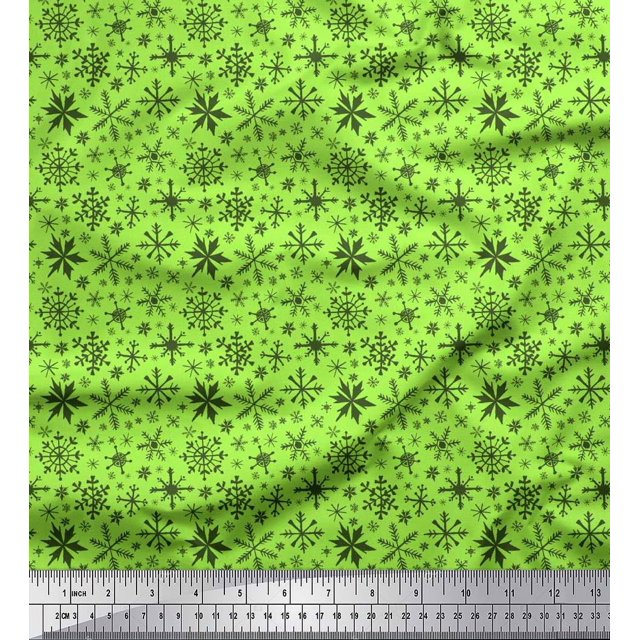 Soimoi Poly Georgette Fabric Snowflake Artistic Decor Fabric Printed Yard 42 Inch Wide