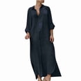 thumbnail image 1 of Pisexur Robe Chemise pour Femmes en Coton et Lin Chic à Boutons, Manches Retroussables, Longue Blouse, Robe Maxi, 1 of 6