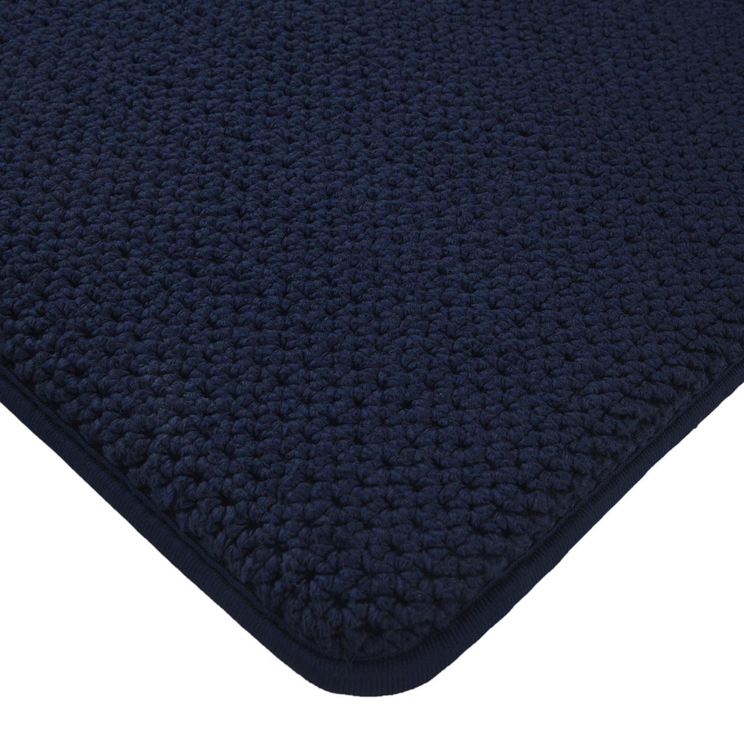 Tapis de bain en mousse à mémoire de forme en coton doux Signature Better Homes & Gardens, bleu amiral, 20" x 34"