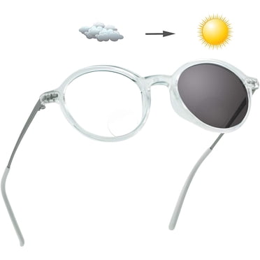 LifeArt Bifocal Reading Glasses,Photochromic Dark Grey Sunglasses,+2.00 Magnification for Women/Men