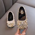 thumbnail image 2 of Girls Rhinestone Bow Dress Shoes, Sparkly Sequins Ballet Flats for Wedding Party, Comfortable Princess Sandals with Elastic Strap, 2 of 6