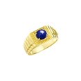 thumbnail image 3 of RYLOS Men's Ring Yellow Gold Plated Silver Ring, 7MM Round Shape Gemstone Designer Style Rings Lapis September Birthstone Rings Silver Size 10, 3 of 7