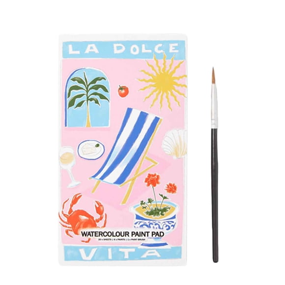 Binwennn Mini Watercolour Paint Pad DIY Watercolor Painting Book Includes Paints Mini Paint Brush Cute Cartoon Coloring Book Helps Develop Drawing Skills Parent Child Interaction Squeegee Fabric for