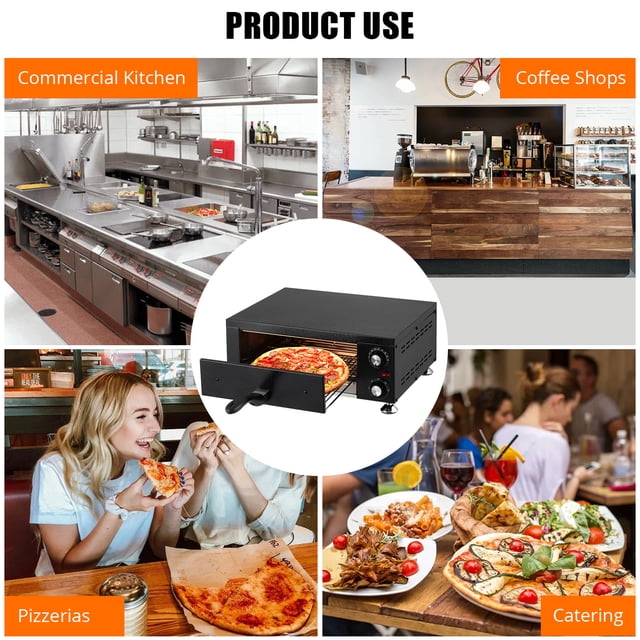 AKDSteel Pizza Oven Indoor Electric Countertop Commercial Pizza Maker, Stainless Steel Pizza Cooker Machine With Pizza Stone And Adjustable Timer/Temperature For Home Kitchen Or Food Truck