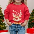 thumbnail image 2 of PMVFHDE Liquidation Chandails en Molleton Mignons pour Filles Automne et Hiver Imprimé de Noël Col Rond Manches Longues Décontracté Sans Capuche Pull Chandails en Molleton pour Filles, Rouge, 3-4 Ans, 2 of 4