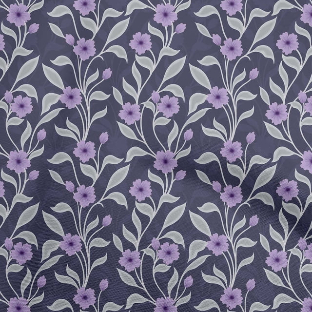 oneOone Cotton Poplin Violet Fabric Floral Craft Projects Decor Fabric Printed By The Yard 42 Inch Wide