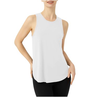 Kaemgyyd Hauts d'Entraînement pour Femmes Débardeur Décontracté Col Rond Léger Sans Manches Ourlet Courbé T-Shirt de Yoga Athlétique Vêtements de Gym Course